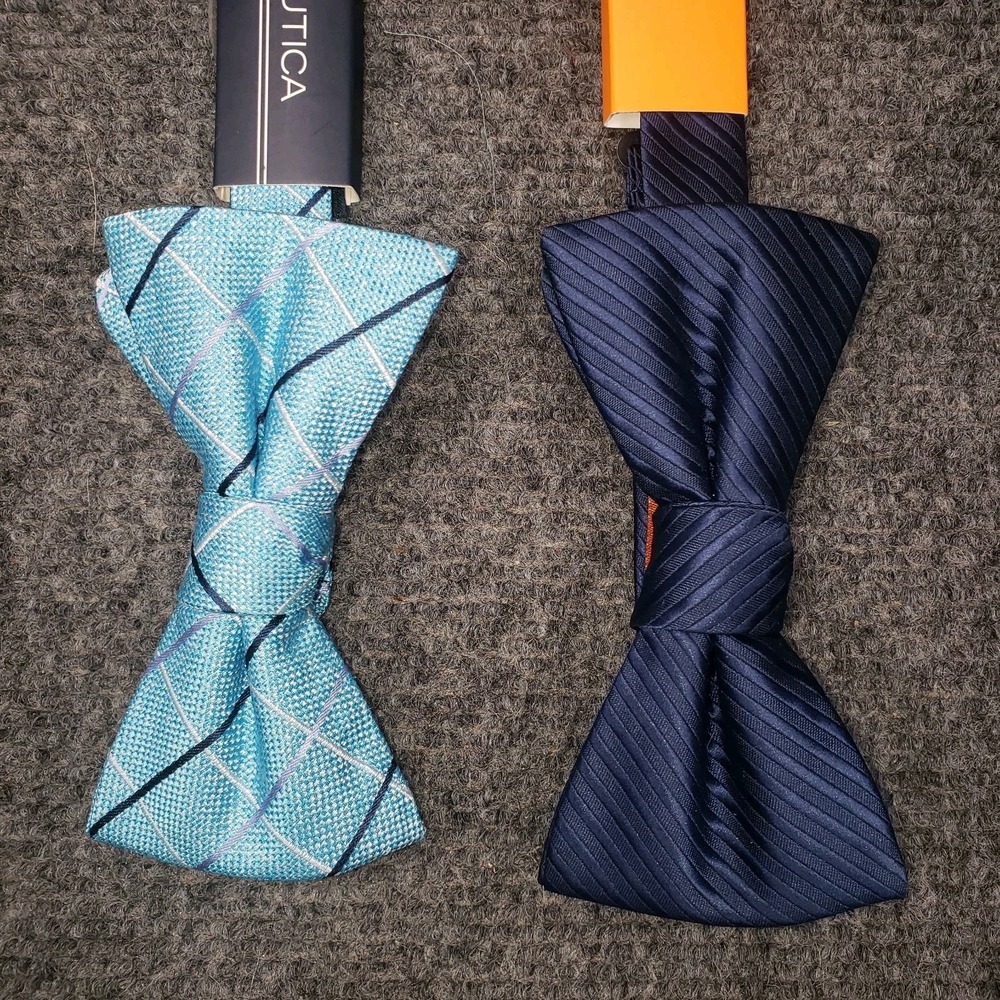 NEW Nautica Egara Bow Ties Blue Pair